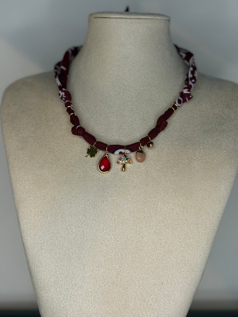 Collier/Bracelet bordeaux - Champi strass Magic Dream