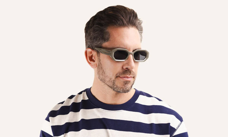 Lunettes de soleil géométriques - Billie Gris/Vert