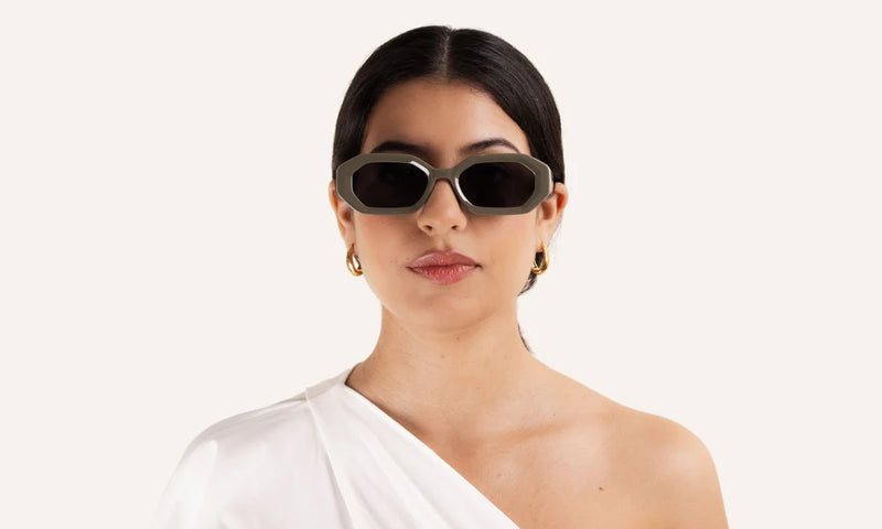 Lunettes de soleil géométriques - Billie Gris/Vert