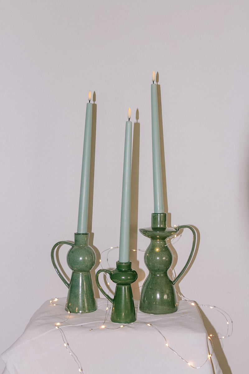 Bougeoir Fija moyen, Vert, Grès
