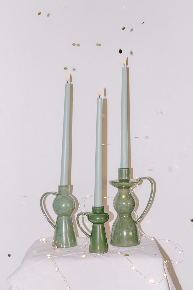 Bougeoir Fija moyen, Vert, Grès