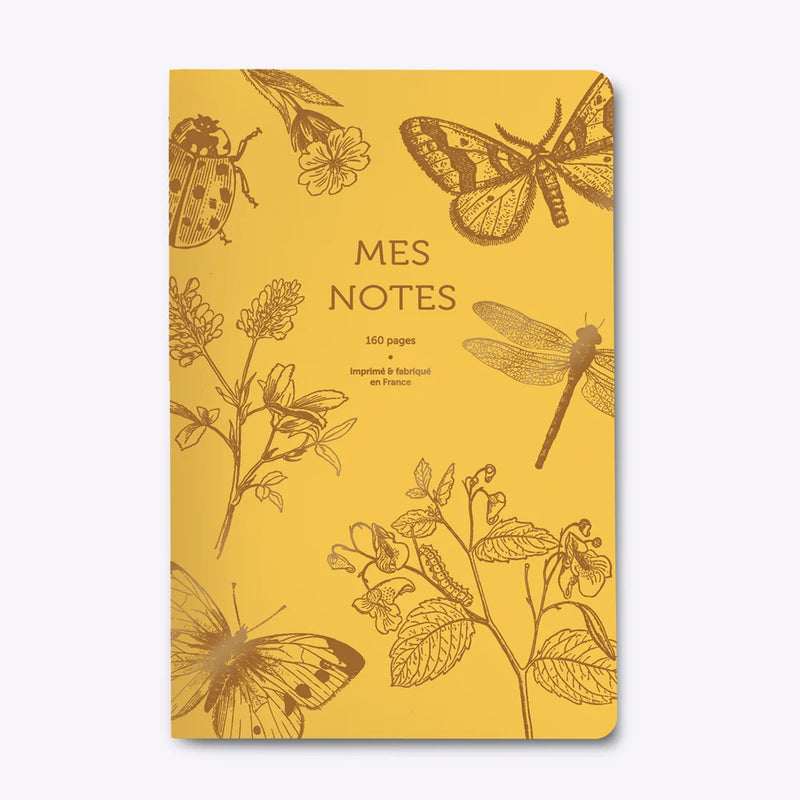 CARNET DOS CARRÉ PAPILLONS - jaune orangé