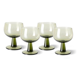 Verres à eau, set de 4, vert olive